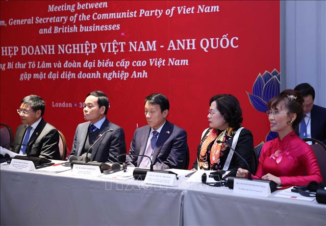 Đại biểu đoàn Việt Nam tham dự Toạ đàm doanh nghiệp Việt Nam – Anh quốc. Ảnh: Thống Nhất – TTXVN

