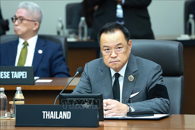 Thủ tướng Thái Lan Anutin Charnvirakul tại Hội nghị. Ảnh: Khánh Vân - PV TTXVN tại Hàn Quốc  