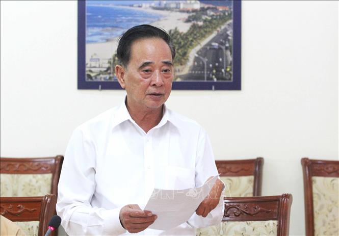 Ông Sim Chy, Chủ tịch Hội Khmer-Việt Nam tại Campuchia phát biểu tại hội nghị. Ảnh: Hoàng Minh - PV TTXVN tại Campuchia