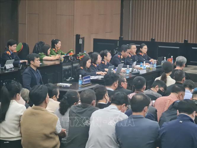 Các kiểm sát viên giữ quyền công tố tại phiên tòa.
Ảnh: Kim Anh - TTXVN