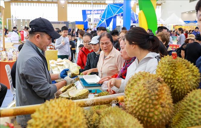 Người dân mua sắm tại Hội chợ mùa Thu 2025. Ảnh: Khánh Hoà - TTXVN