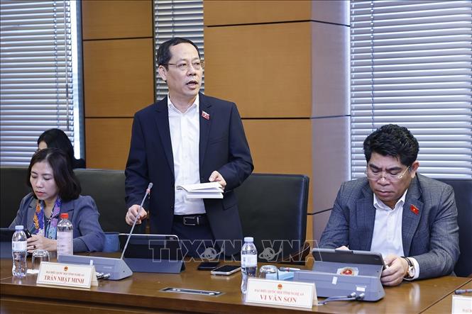 Đại biểu Quốc hội tỉnh Nghệ An Trần Nhật Minh phát biểu. Ảnh: Doãn Tấn - TTXVN