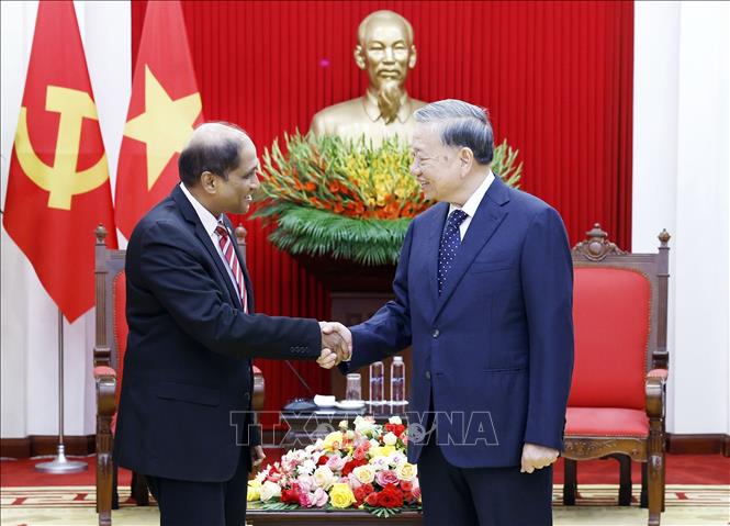 Tổng Bí thư Tô Lâm tiếp Đại sứ Singapore Jaya Ratnam đến chào từ biệt, kết thúc nhiệm kỳ công tác tại Việt Nam. Ảnh: Thống Nhất- TTXVN