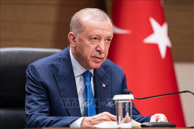 (Tư liệu) Tổng thống Thổ Nhĩ Kỳ Recep Tayyip Erodgan phát biểu tại Istanbul. Ảnh: Anadolu Agency/TTXVN