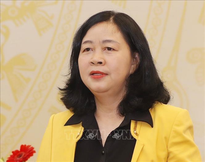 Đồng chí Bùi Thị Minh Hoài, Ủy viên Bộ Chính trị, Bí thư Trung ương Đảng, Bí thư Đảng ủy Mặt trận Tổ quốc, các đoàn thể Trung ương. Ảnh: TTXVN
