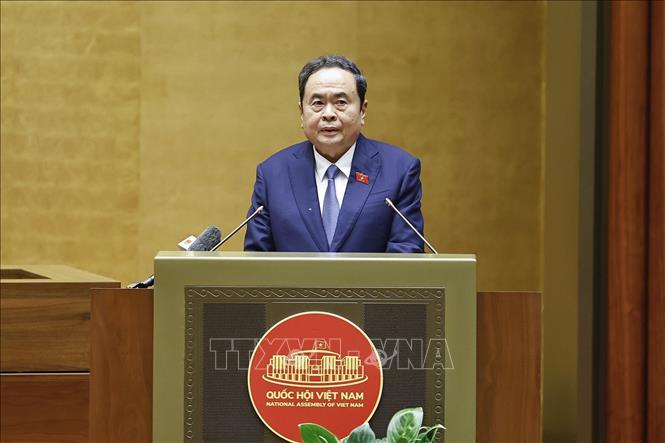 Chủ tịch Quốc hội Trần Thanh Mẫn phát biểu. Ảnh: Doãn Tấn - TTXVN