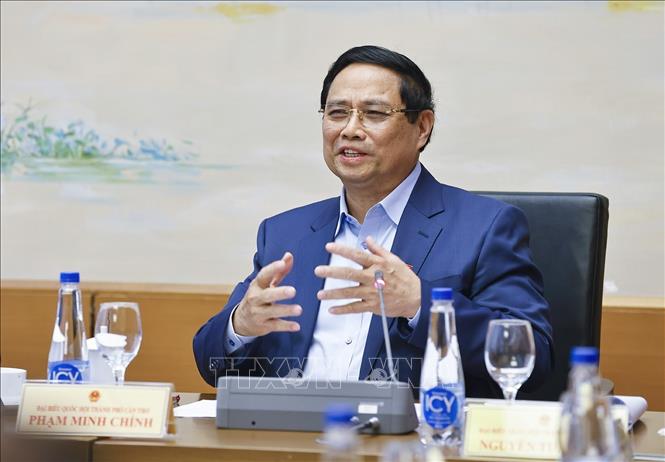 Thủ tướng Chính phủ Phạm Minh Chính, đại biểu Quốc hội TP Cần Thơ phát biểu. Ảnh: Doãn Tấn - TTXVN
