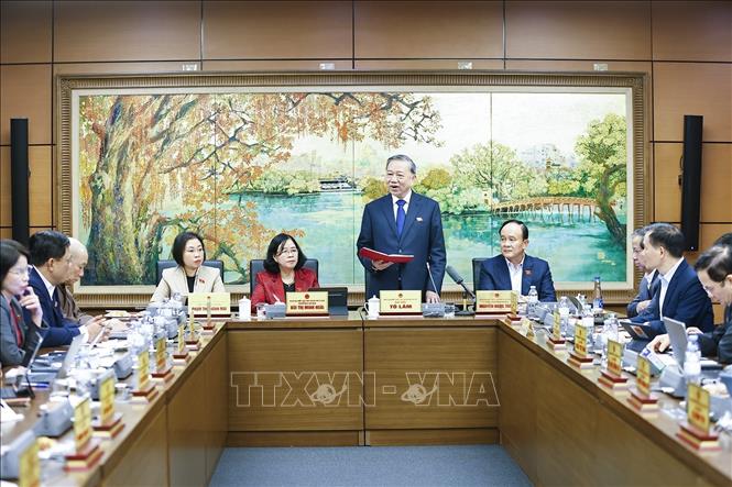 Tổng Bí thư Tô Lâm, đại biểu Quốc hội TP Hà Nội phát biểu. Ảnh: Doãn Tấn - TTXVN