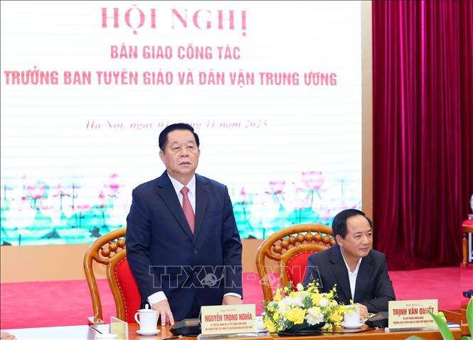 Đại tướng, Nguyễn Trọng Nghĩa, Uỷ viên Bộ Chính trị, Bí thư Trung ương Đảng, Chủ nhiệm Tổng cục Chính trị Quân đội nhân dân Việt Nam phát biểu tại hội nghị. Ảnh: Phương Hoa - TTXVN