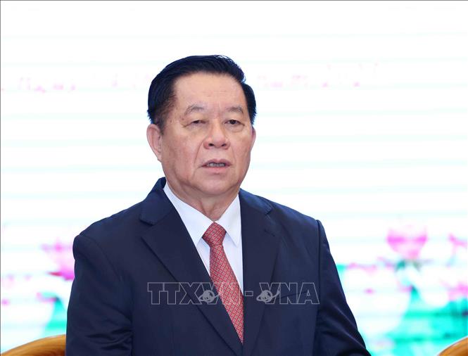 Đại tướng, Nguyễn Trọng Nghĩa, Uỷ viên Bộ Chính trị, Bí thư Trung ương Đảng, Chủ nhiệm Tổng cục Chính trị Quân đội nhân dân Việt Nam phát biểu tại hội nghị. Ảnh: Phương Hoa - TTXVN