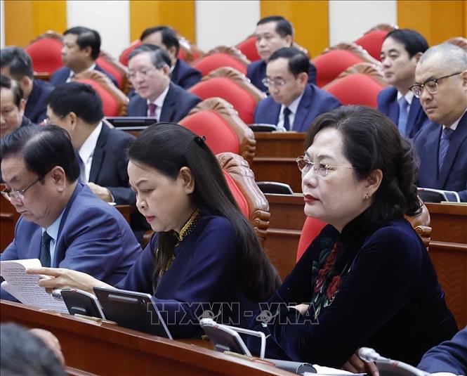 Các đại biểu tham dự phiên khai mạc Hội nghị lần thứ 14 Ban Chấp hành Trung ương Đảng khóa XIII. Ảnh: Thống Nhất- TTXVN