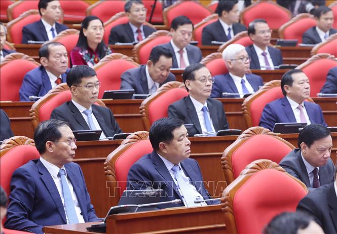 Các đại biểu tham dự phiên khai mạc Hội nghị lần thứ 14 Ban Chấp hành Trung ương Đảng khóa XIII. Ảnh: Thống Nhất- TTXVN