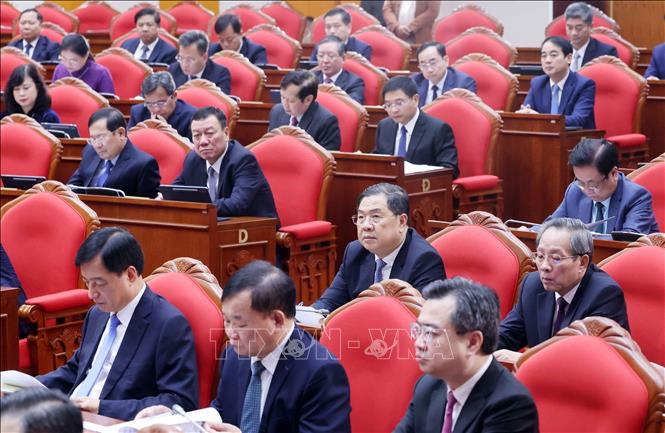 Các đại biểu tham dự phiên khai mạc Hội nghị lần thứ 14 Ban Chấp hành Trung ương Đảng khóa XIII. Ảnh: Thống Nhất- TTXVN