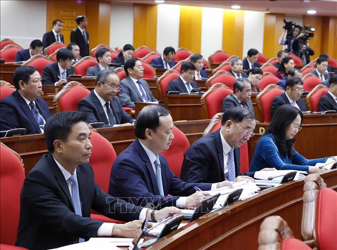 Các đại biểu tham dự phiên khai mạc Hội nghị lần thứ 14 Ban Chấp hành Trung ương Đảng khóa XIII. Ảnh: Thống Nhất- TTXVN