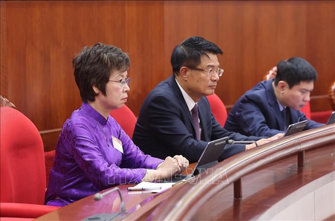 Các đại biểu dự phiên khai mạc Hội nghị lần thứ 14 Ban Chấp hành Trung ương Đảng khóa XIII. Ảnh: Lâm Khánh - TTXVN