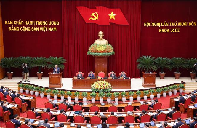 Phiên khai mạc Hội nghị lần thứ 14 Ban Chấp hành Trung ương Đảng khóa XIII. Ảnh: Lâm Khánh - TTXVN