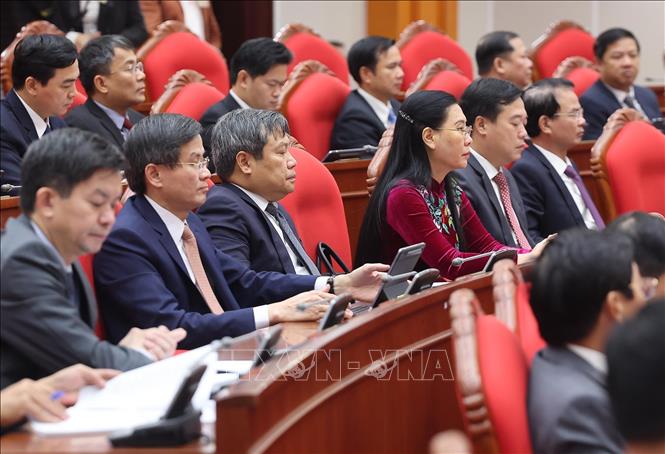 Các đại biểu tham dự phiên khai mạc Hội nghị lần thứ 14 Ban Chấp hành Trung ương Đảng khóa XIII. Ảnh: Lâm Khánh - TTXVN