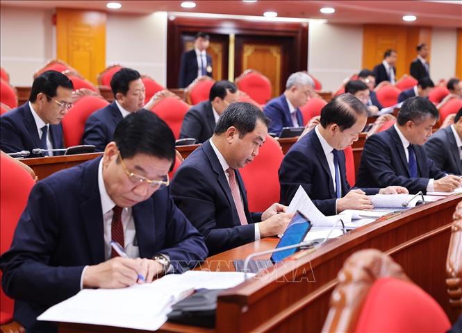 Các đại biểu tham dự phiên khai mạc Hội nghị lần thứ 14 Ban Chấp hành Trung ương Đảng khóa XIII. Ảnh: Lâm Khánh - TTXVN