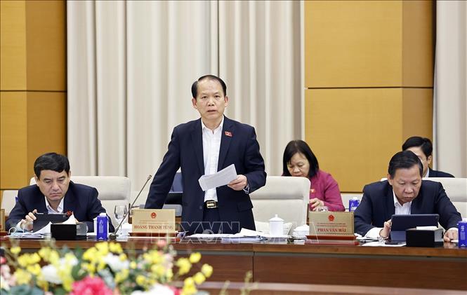 Chủ nhiệm Ủy ban Pháp luật và Tư pháp của Quốc hội Hoàng Thanh Tùng phát biểu. Ảnh: Doãn Tấn - TTXVN