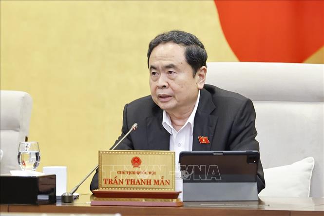 Chủ tịch Quốc hội Trần Thanh Mẫn phát biểu. Ảnh: Doãn Tấn - TTXVN