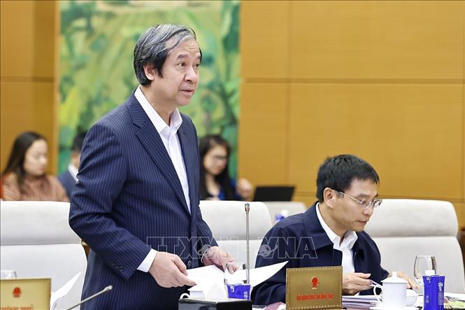 Bộ trưởng Bộ Giáo dục và Đào tạo Nguyễn Kim Sơn phát biểu. Ảnh: Doãn Tấn - TTXVN