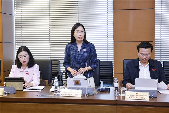 Đại biểu Quốc hội tỉnh Tây Ninh Hoàng Thị Thanh Thúy phát biểu. Ảnh: Doãn Tấn - TTXVN