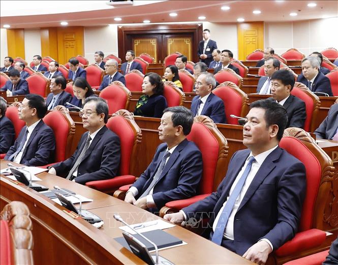 Các đại biểu tham dự phiên bế mạc Hội nghị lần thứ 14 Ban Chấp hành Trung ương Đảng khóa XIII. Ảnh: Thống Nhất - TTXVN