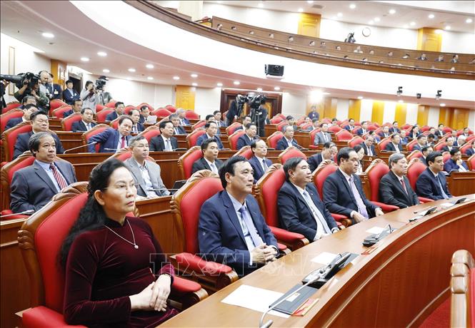 Các đại biểu tham dự phiên bế mạc Hội nghị lần thứ 14 Ban Chấp hành Trung ương Đảng khóa XIII. Ảnh: Thống Nhất - TTXVN