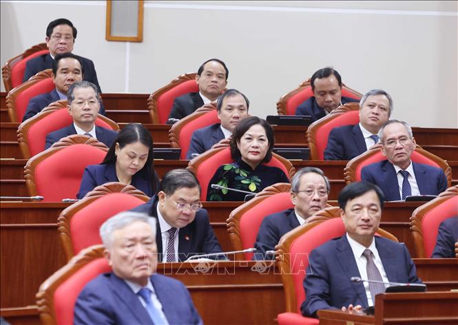 Các đại biểu dự phiên bế mạc Hội nghị lần thứ 14 Ban Chấp hành Trung ương Đảng khóa XIII. Ảnh: Thống Nhất - TTXVN