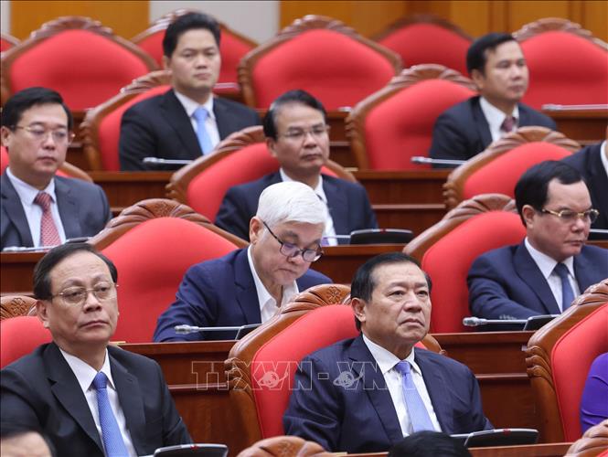 Các đại biểu dự phiên bế mạc Hội nghị lần thứ 14 Ban Chấp hành Trung ương Đảng khóa XIII. Ảnh: Thống Nhất - TTXVN