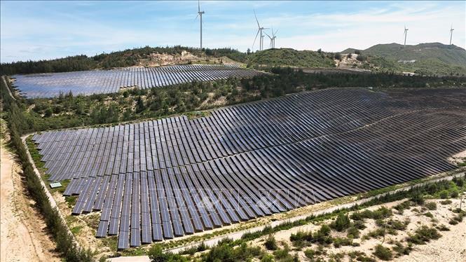 The 100% Japanese-invested Fujiwara Solar Power Plant at Nhon Hoi IP. VNA Photo: Vũ Sinh
