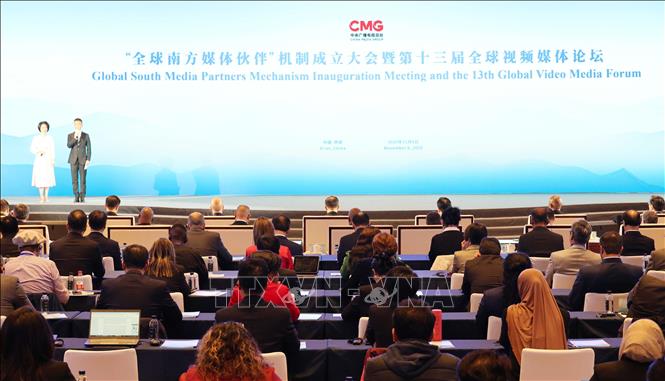 Quang cảnh Hội nghị thành lập cơ chế “Đối tác truyền thông Nam bán cầu”. Ảnh: Công Tuyên - PV TTXVN tại Trung Quốc