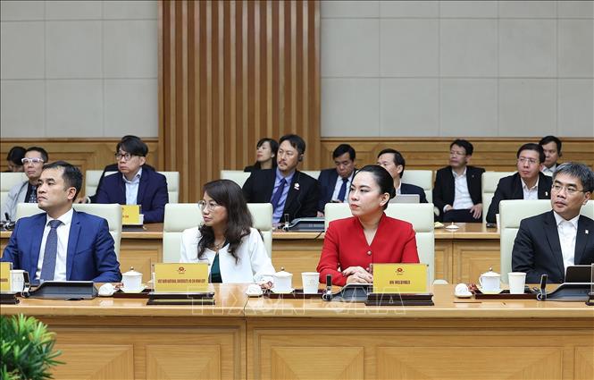 Đại diện lãnh đạo các doanh nghiệp bán dẫn tham dự buổi tiếp. Ảnh: Dương Giang-TTXVN
