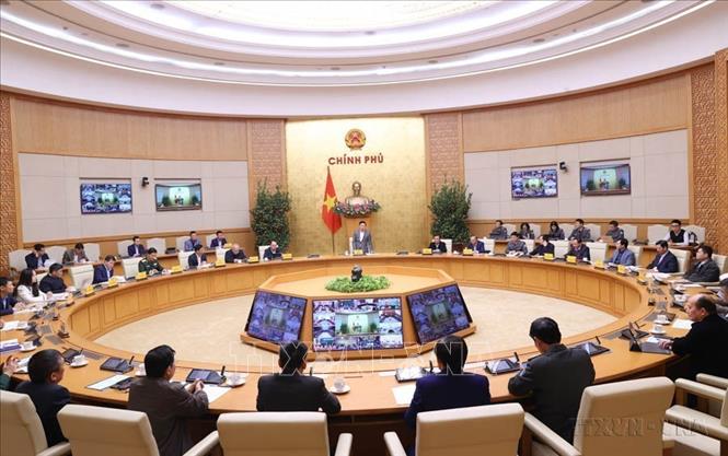 Phiên họp lần thứ 12 của Ban Chỉ đạo quốc gia về IUU dưới hình thức trực tiếp, kết hợp trực tuyến với 28 địa phương ven biển (Hà Nội, 14/01/2025). Ảnh: Văn Điệp - TTXVN