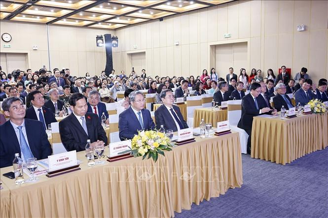 Chủ tịch Quốc hội Trần Thanh Mẫn và đại biểu dự Lễ hưởng ứng Ngày Pháp luật Việt Nam năm 2025. Ảnh: Doãn Tấn - TTXVN