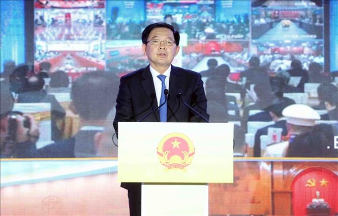 Phó Thủ tướng Hồ Quốc Dũng, Chủ tịch Hội đồng phối hợp phải biến giáo dục pháp luật Trung ương phát biểu khai mạc. Ảnh: Phạm Kiên - TTXVN