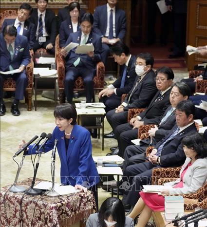 Thủ tướng Nhật Bản Sanae Takaichi phát biểu trước Quốc hội ở Tokyo. Ảnh: Kyodo/TTXVN