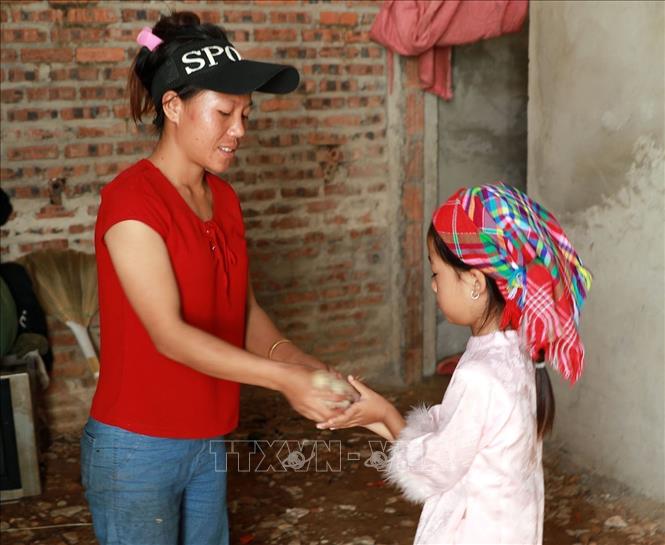 Những trường hợp mới cưới nhau, hoặc trường hợp đặc biệt sẽ được người thân tặng lại một con gà con để về làm vốn với mong muốn một năm mới gặp nhiều may mắn. Ảnh: Quý Trung – TTXVN