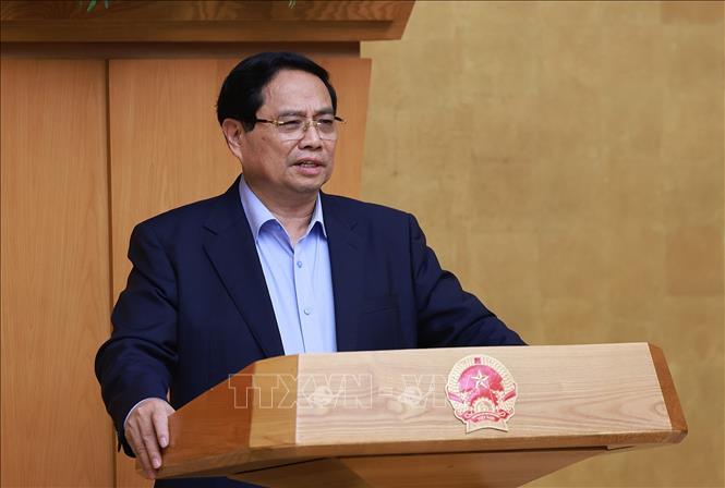 Thủ tướng Phạm Minh Chính chủ trì Phiên họp Chính phủ thường kỳ tháng 10/2025. Ảnh: Dương Giang-TTXVN
