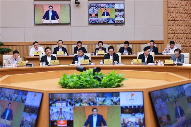 Các Phó Thủ tướng và thành viên Chính phủ tham dự phiên họp Chính phủ thường kỳ tháng 10/2025. Ảnh: Dương Giang-TTXVN 
