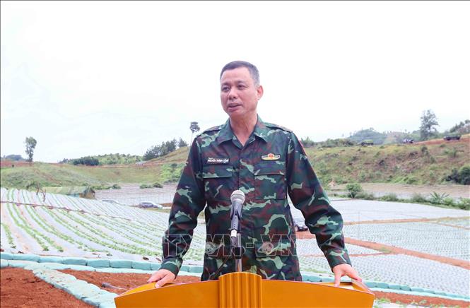 Phó Chủ tịch Ủy ban nhân dân tỉnh Sơn La, Phó trưởng Ban Chỉ đạo diễn tập Nguyễn Thành Công phát biểu. Ảnh: Quang Quyết - TTXVN