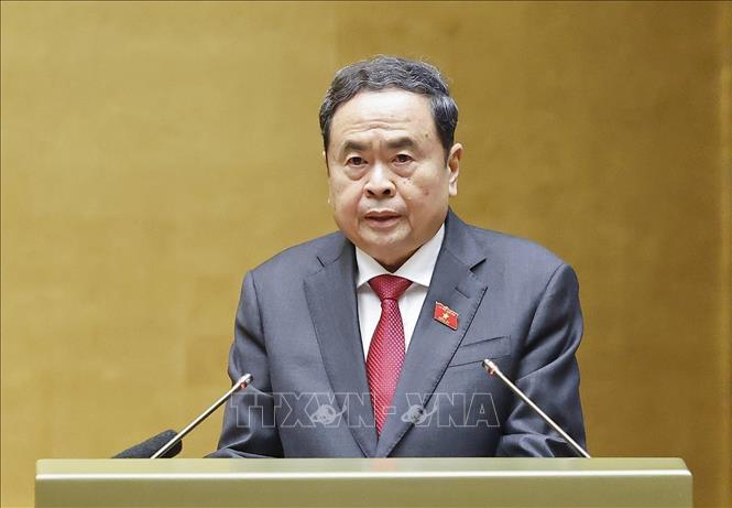 Chủ tịch Quốc hội Trần Thanh Mẫn phát biểu. Ảnh: Doãn Tấn - TTXVN