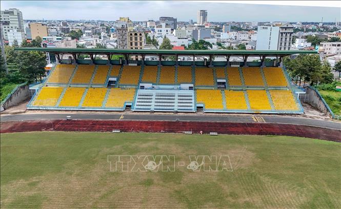 Khu vực khán đài A sân vận động Cần Thơ nhìn từ trên cao. Ảnh: Thanh Liêm - TTXVN
