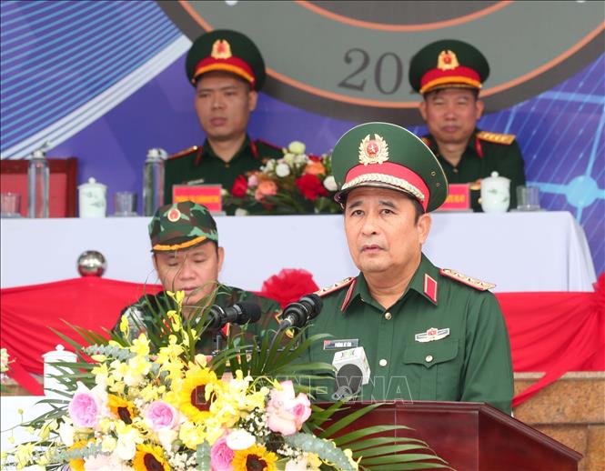 Thượng tướng Phùng Sĩ Tấn, Phó Tổng Tham mưu trưởng Quân đội Nhân dân Việt Nam phát biểu tại lễ khai mạc. Ảnh: Trọng Đức - TTXVN