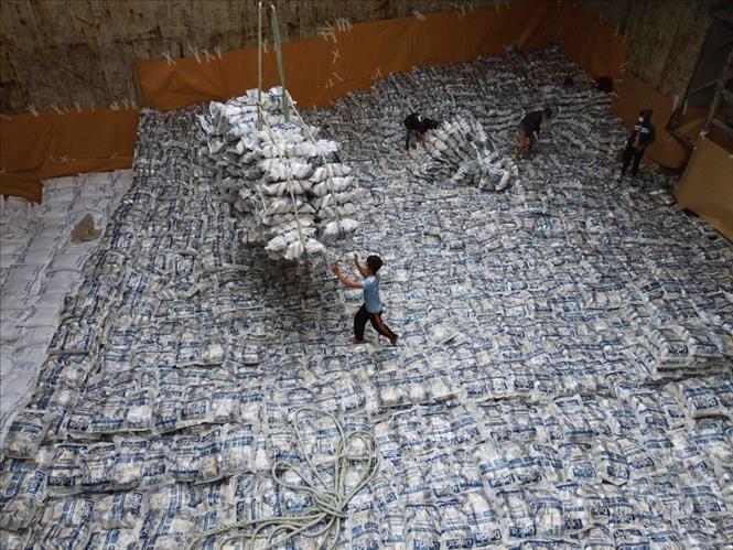 Việt Nam xuất khẩu sang Jordan chủ yếu là các mặt hàng nông sản, thủy sản, sản phẩm điện tử và hàng tiêu dùng. Trong ảnh: Vận chuyển gạo xuất khẩu của Tổng công ty Lương thực miền Nam (Vinafood 2). Ảnh: TTXVN