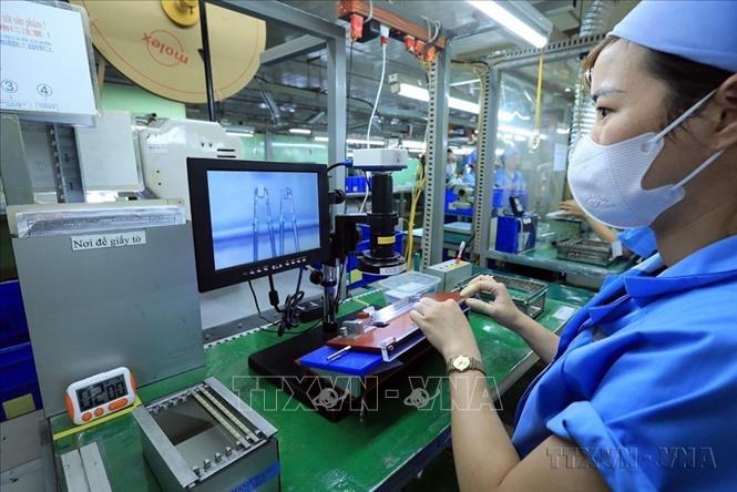 Việt Nam xuất khẩu sang Jordan chủ yếu là các mặt hàng nông sản, thủy sản, sản phẩm điện tử và hàng tiêu dùng. Trong ảnh: Kiểm tra đầu dẫn điện trở tại Công ty TNHH Sankoh Việt Nam. Ảnh: Tuấn Anh - TTXVN