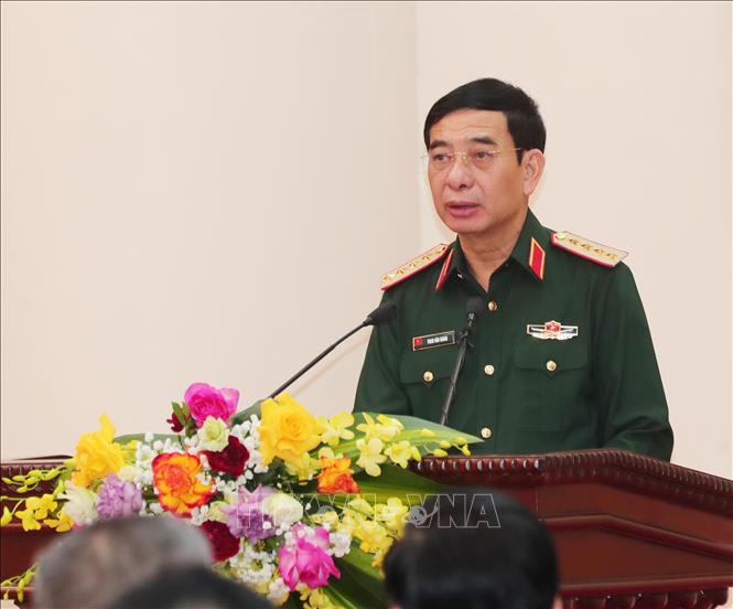 Đại tướng Phan Văn Giang, Bộ trưởng Bộ Quốc phòng phát biểu. Ảnh: Trọng Đức - TTXVN
