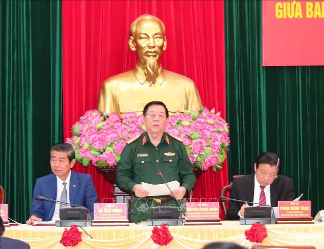 Đại tướng Nguyễn Trọng Nghĩa, Ủy viên Bộ Chính trị, Chủ nhiệm Tổng cục Chính trị QĐND Việt Nam phát biểu. Ảnh: Trọng Đức - TTXVN