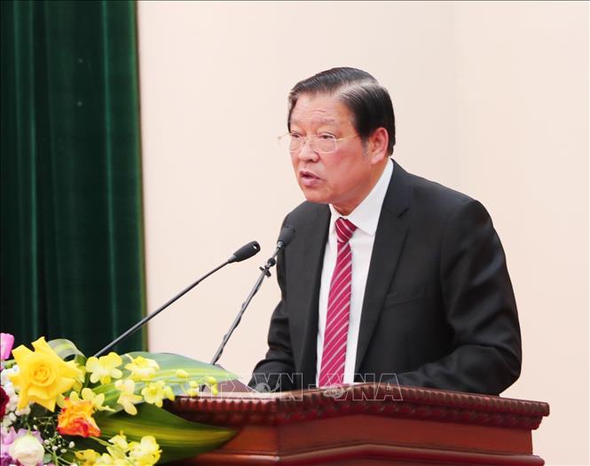  Đồng chí Phan Đình Trạc, Ủy viên Bộ Chính trị, Bí thư Trung ương Đảng, Trưởng Ban Nội chính Trung ương phát biểu kết luận hội nghị. Ảnh: Trọng Đức - TTXVN