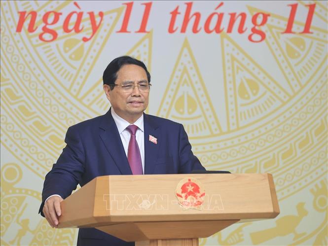 Thủ tướng Phạm Minh Chính chủ trì phiên họp. Ảnh: Dương Giang-TTXVN
